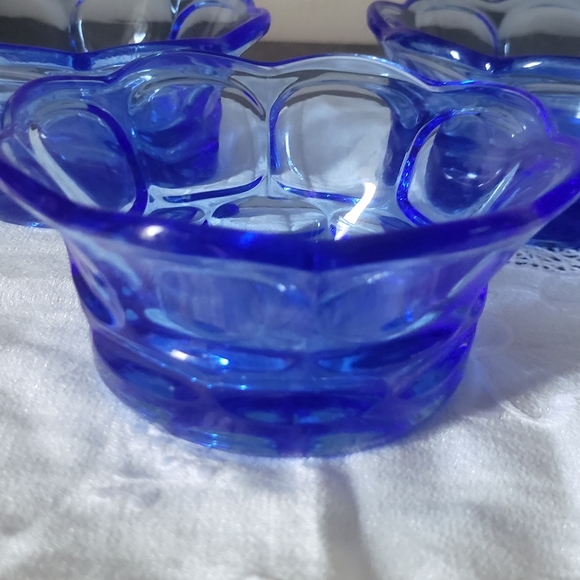 Vintage Fenton Cobalt Blue Berry Candy Bowls Set of 3 - Picture 4 of 4